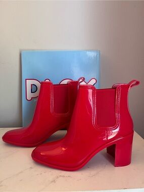 Jeffery Campbell Hurricane Red Shiny ankle boots